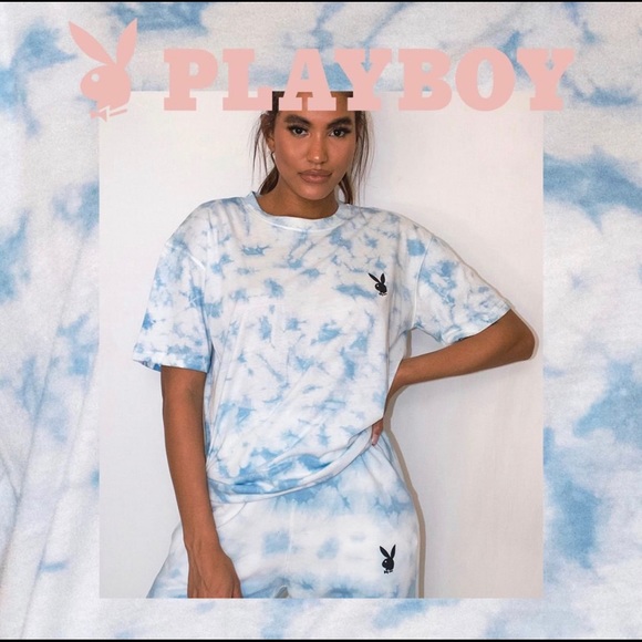 Playboy Blue Tie Dye Oversized T-Shirt - Picture 5 of 6
